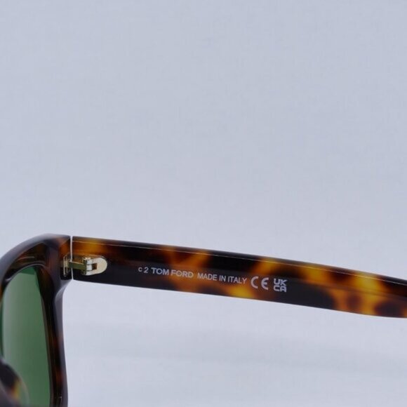 Tom Ford FT0906 53N Buckley02 Sunglasses Havana Square Frame, Green Lenses - Picture 5 of 10